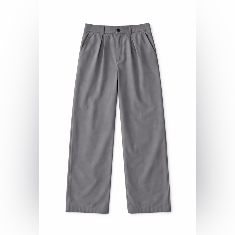 Source Unknown Grey Pleated Wide Leg Pants - Picture 3 of 3
